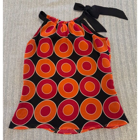 Ann Taylor Multicolor Halter Top With Bold Retro Circle Print - Picture 3 of 5